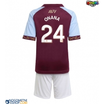 Otroški Nogometni dresi Aston Villa Amadou Onana #24 Domači 2025-26 Kratek Rokav (+ Kratke hlače)